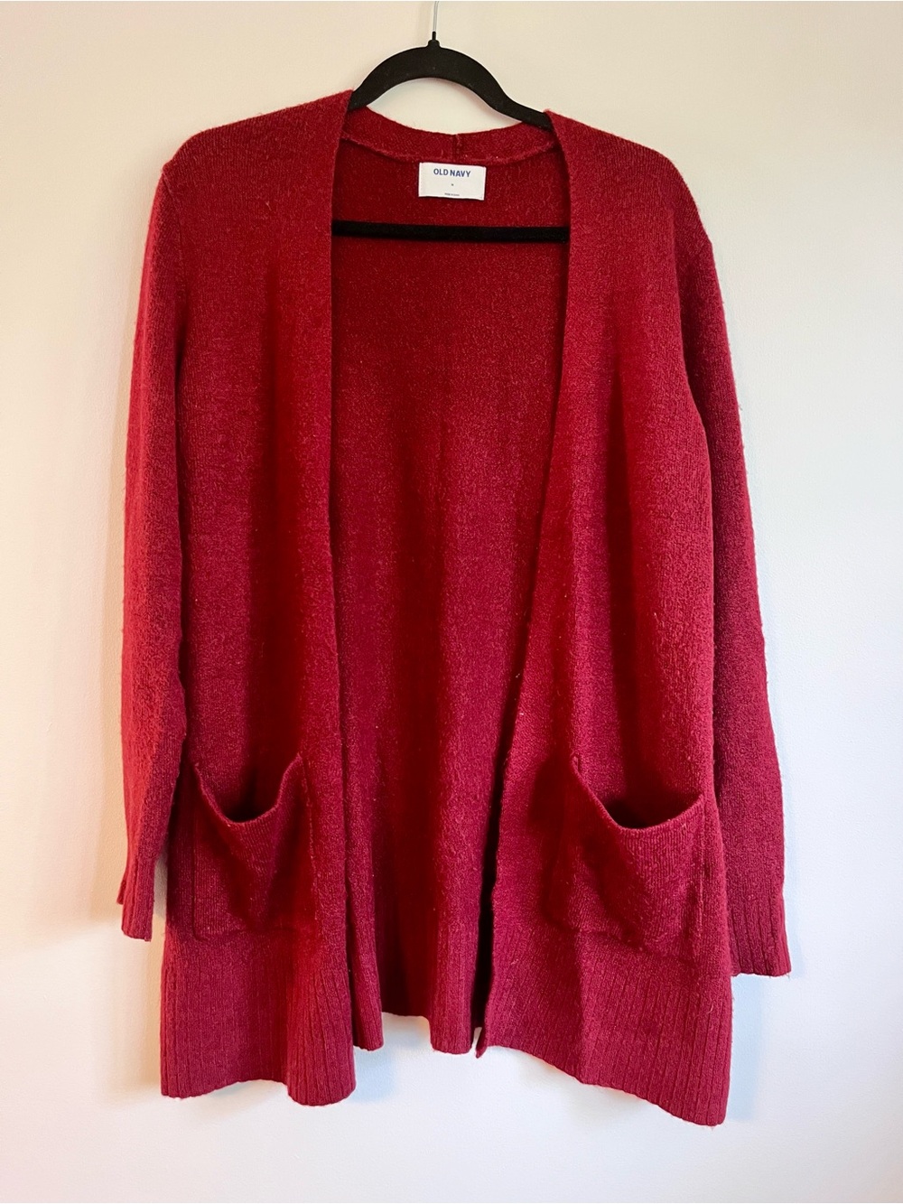 Old Navy Crimson Open-Front Pocket Cardigan Sweater